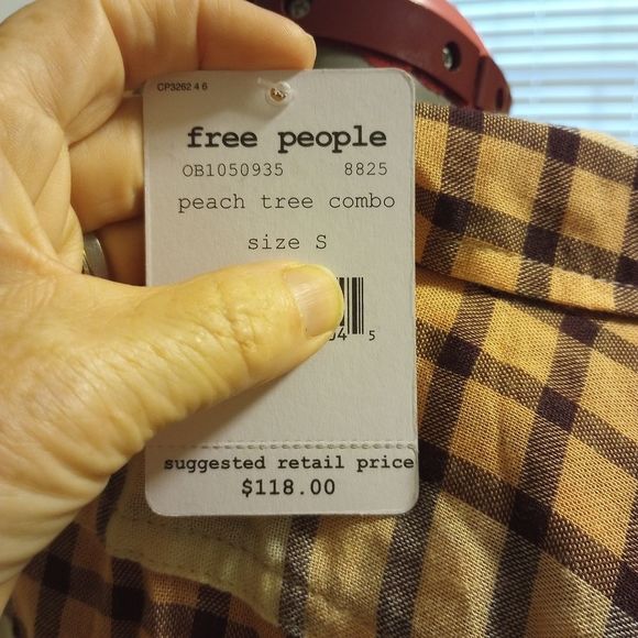 Free People, NWT, Retails $118; Peach Tree Combo Shirt, Boho - Picture 2 of 6